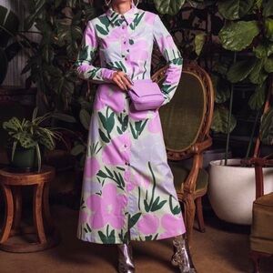 Floral Pink and Green Maxi Dress